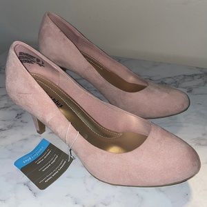 Pink suede heels